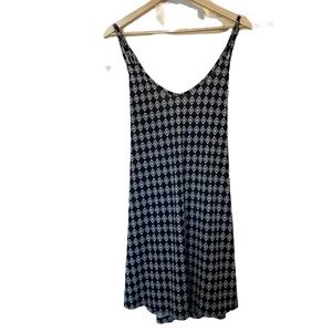 J. VALDI Black/White Diamond Print Spaghetti Strap Mini Dress - Size XL